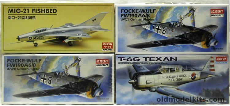 Academy 1/72 Two Focke-Wulf FW-190 A6/8 / Mig-21 Finland / T-6G Texan plastic model kit